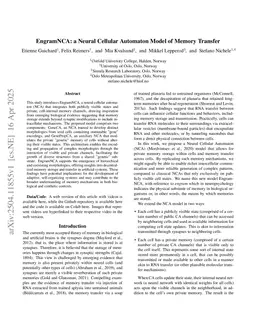 EngramNCA: a Neural Cellular Automaton Model of Memory Transfer