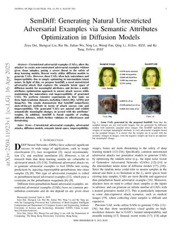 SemDiff: Generating Natural Unrestricted Adversarial Examples via Semantic Attributes Optimization in Diffusion Models