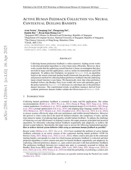 Active Human Feedback Collection via Neural Contextual Dueling Bandits