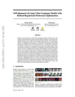 Self-alignment of Large Video Language Models with Refined Regularized Preference Optimization