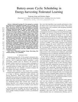 Battery-aware Cyclic Scheduling in Energy-harvesting Federated Learning