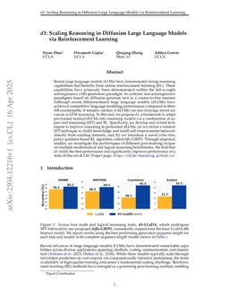 d1: Scaling Reasoning in Diffusion Large Language Models via Reinforcement Learning