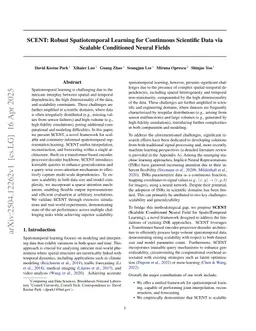 SCENT: Robust Spatiotemporal Learning for Continuous Scientific Data via Scalable Conditioned Neural Fields