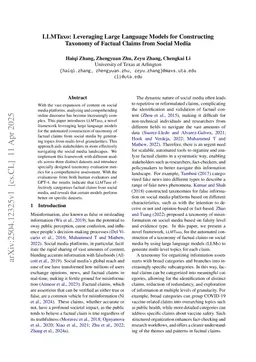 LLMTaxo: Leveraging Large Language Models for Constructing Taxonomy of Factual Claims from Social Media