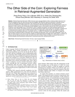 The Other Side of the Coin: Exploring Fairness in Retrieval-Augmented Generation