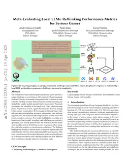 Meta-Evaluating Local LLMs: Rethinking Performance Metrics for Serious Games