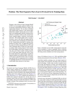 Position: The Most Expensive Part of an LLM should be its Training Data