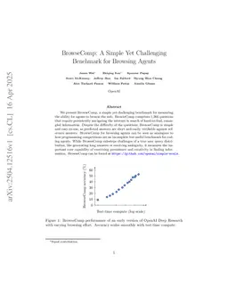 BrowseComp: A Simple Yet Challenging Benchmark for Browsing Agents