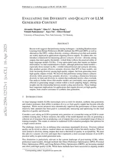 Evaluating the Diversity and Quality of LLM Generated Content