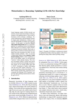 Memorization vs. Reasoning: Updating LLMs with New Knowledge