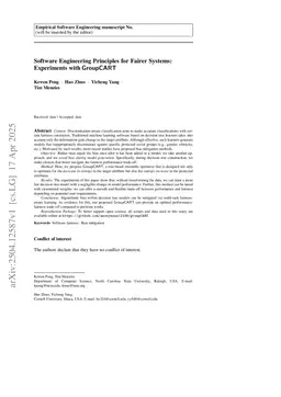 Software Engineering Principles for Fairer Systems: Experiments with GroupCART