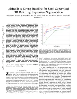 3DResT: A Strong Baseline for Semi-Supervised 3D Referring Expression Segmentation