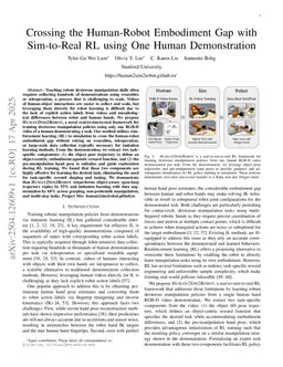 Crossing the Human-Robot Embodiment Gap with Sim-to-Real RL using One Human Demonstration