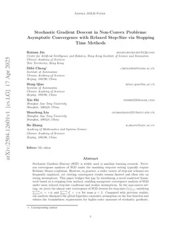 Stochastic Gradient Descent in Non-Convex Problems: Asymptotic Convergence with Relaxed Step-Size via Stopping Time Methods
