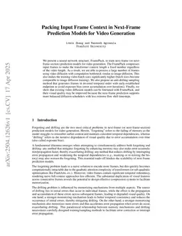 Frame Context Packing and Drift Prevention in Next-Frame-Prediction Video Diffusion Models