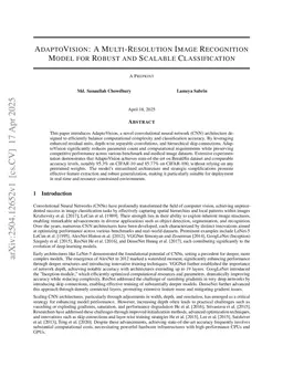 AdaptoVision: A Multi-Resolution Image Recognition Model for Robust and Scalable Classification