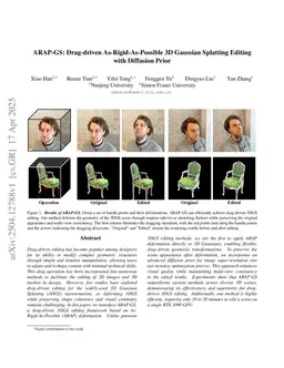 ARAP-GS: Drag-driven As-Rigid-As-Possible 3D Gaussian Splatting Editing with Diffusion Prior