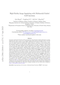 High-Fidelity Image Inpainting with Multimodal Guided GAN Inversion