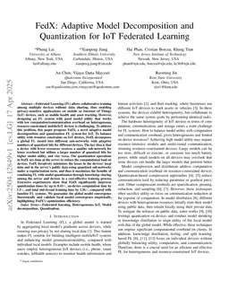 FedX: Adaptive Model Decomposition and Quantization for IoT Federated Learning
