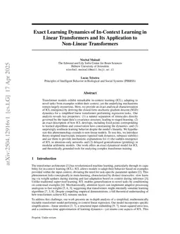 Exact Learning Dynamics of In-Context Learning in Linear Transformers and Its Application to Non-Linear Transformers
