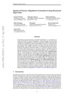 Sparks of Science: Hypothesis Generation Using Structured Paper Data