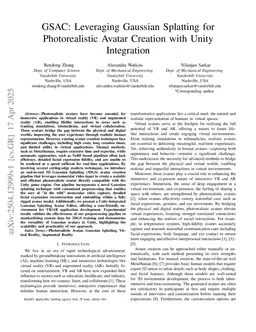 GSAC: Leveraging Gaussian Splatting for Photorealistic Avatar Creation with Unity Integration