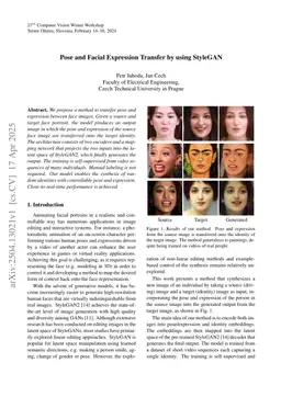 Pose and Facial Expression Transfer by using StyleGAN