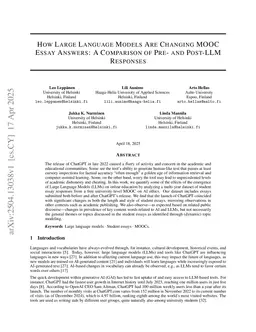 How Large Language Models Are Changing MOOC Essay Answers: A Comparison of Pre- and Post-LLM Responses