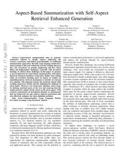 Aspect-Based Summarization with Self-Aspect Retrieval Enhanced Generation