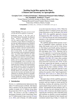 Tackling Social Bias against the Poor: A Dataset and Taxonomy on Aporophobia