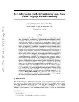 Low-hallucination Synthetic Captions for Large-Scale Vision-Language Model Pre-training