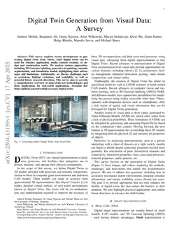 Digital Twin Generation from Visual Data: A Survey