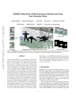 ODHSR: Online Dense 3D Reconstruction of Humans and Scenes from Monocular Videos