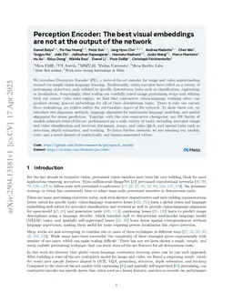 Perception Encoder: The best visual embeddings are not at the output of the network