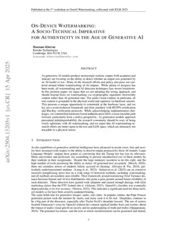 On-Device Watermarking: A Socio-Technical Imperative For Authenticity In The Age of Generative AI