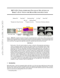 BEV-GS: Feed-forward Gaussian Splatting in Bird's-Eye-View for Road Reconstruction