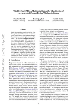 WildFireCan-MMD: A Multimodal Dataset for Classification of User-Generated Content During Wildfires in Canada