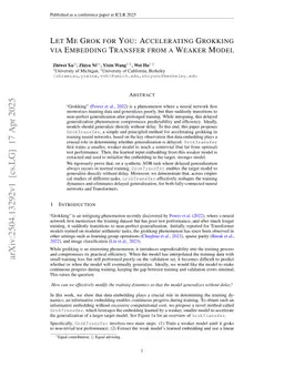 Let Me Grok for You: Accelerating Grokking via Embedding Transfer from a Weaker Model