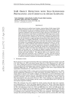 SAR Object Detection with Self-Supervised Pretraining and Curriculum-Aware Sampling