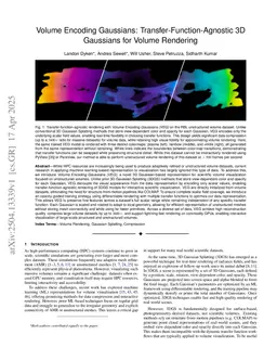 Volume Encoding Gaussians: Transfer Function-Agnostic 3D Gaussians for Volume Rendering