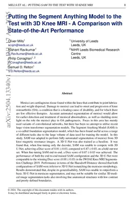 Putting the Segment Anything Model to the Test with 3D Knee MRI - A Comparison with State-of-the-Art Performance