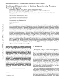 Denoising and Reconstruction of Nonlinear Dynamics using Truncated Reservoir Computing
