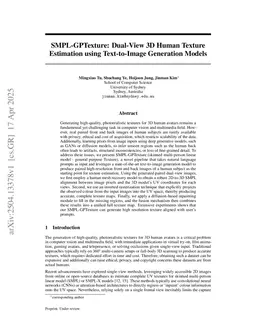 SMPL-GPTexture: Dual-View 3D Human Texture Estimation using Text-to-Image Generation Models