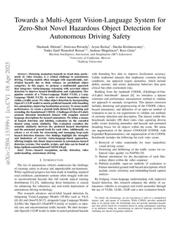 Towards a Multi-Agent Vision-Language System for Zero-Shot Novel Hazardous Object Detection for Autonomous Driving Safety