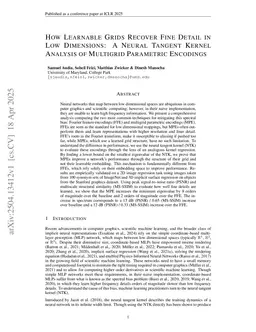 How Learnable Grids Recover Fine Detail in Low Dimensions: A Neural Tangent Kernel Analysis of Multigrid Parametric Encodings
