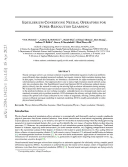 Equilibrium Conserving Neural Operators for Super-Resolution Learning