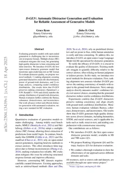 D-GEN: Automatic Distractor Generation and Evaluation for Reliable Assessment of Generative Model