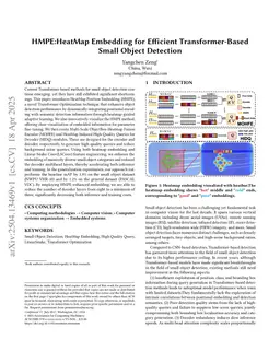 HMPE:HeatMap Embedding for Efficient Transformer-Based Small Object Detection