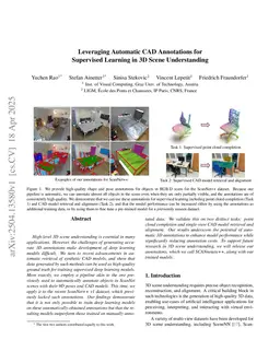 Leveraging Automatic CAD Annotations for Supervised Learning in 3D Scene Understanding