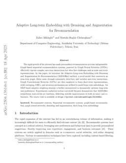 Adaptive Long-term Embedding with Denoising and Augmentation for Recommendation